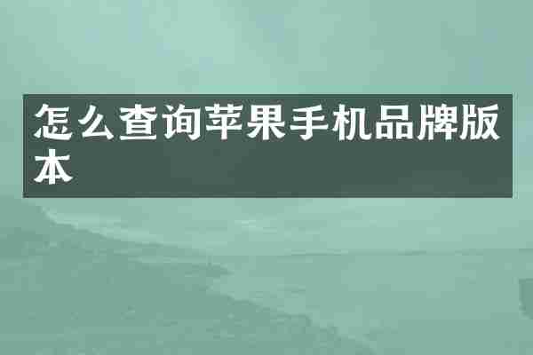 怎么查询苹果手机品牌版本