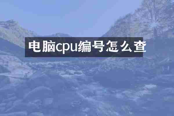 电脑cpu编号怎么查