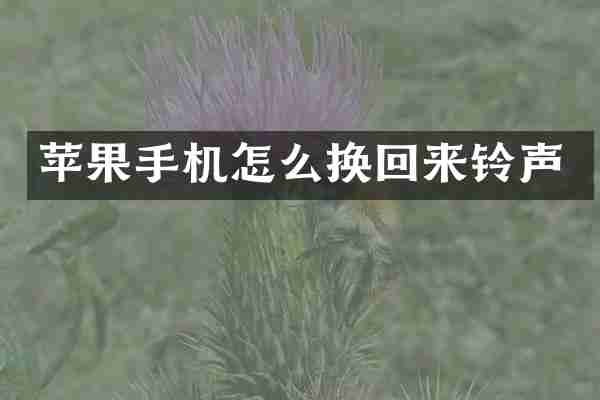 苹果手机怎么换回来铃声