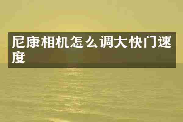 尼康相机怎么调大快门速度