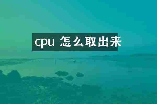 cpu 怎么取出来