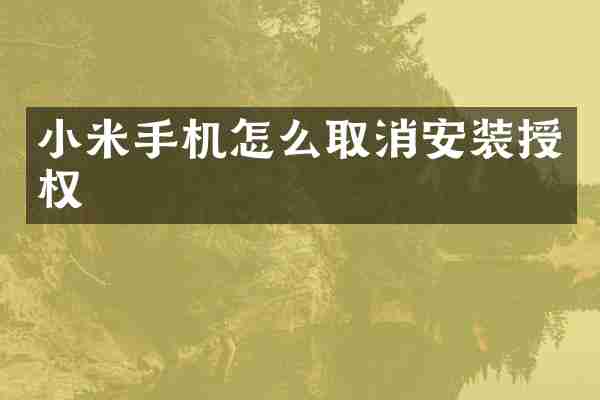 小米手机怎么取消安装授权