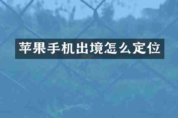 苹果手机出境怎么定位