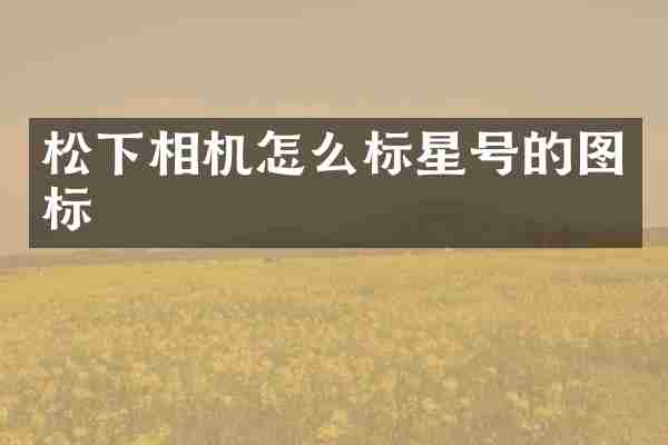 松下相机怎么标星号的图标