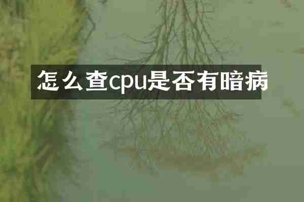 怎么查cpu是否有暗病