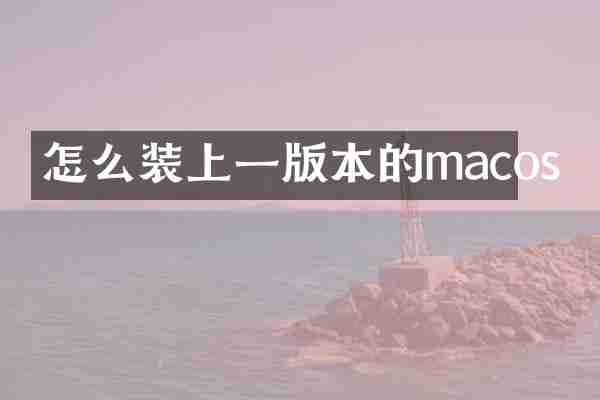 怎么装上一版本的macos