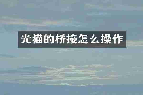 光猫的桥接怎么操作
