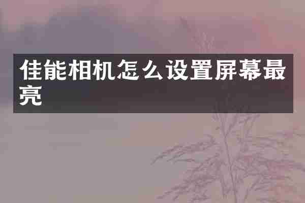 佳能相机怎么设置屏幕最亮