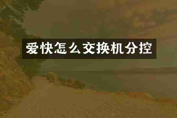 爱快怎么交换机分控