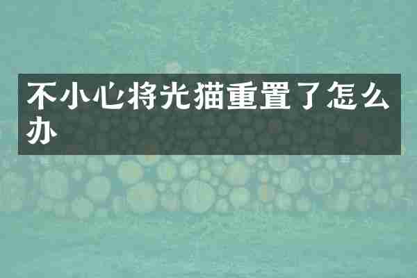 不小心将光猫重置了怎么办