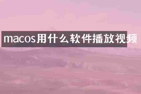 macos用什么软件播放视频
