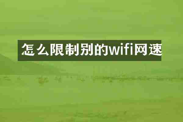怎么限制别的wifi网速