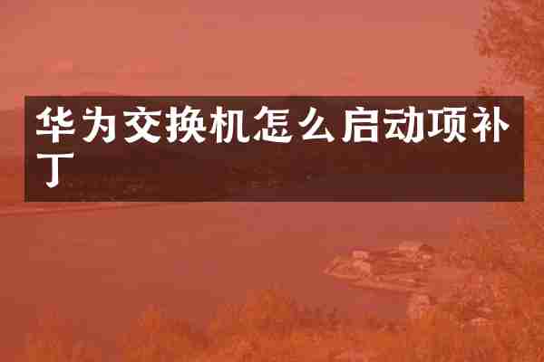 华为交换机怎么启动项补丁