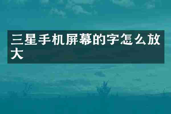 三星手机屏幕的字怎么放大