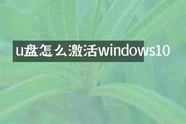 u盘怎么激活windows10