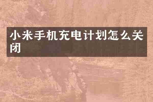 小米手机充电计划怎么关闭