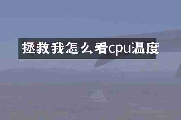 拯救我怎么看cpu温度
