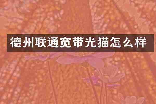 德州联通宽带光猫怎么样