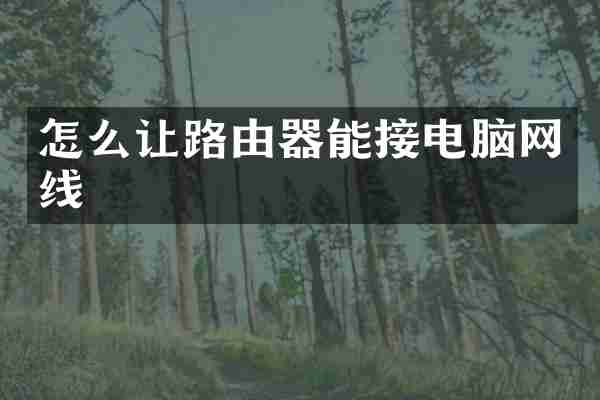 怎么让路由器能接电脑网线