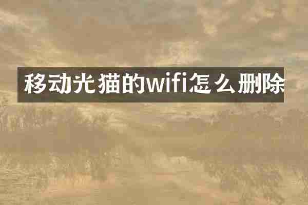 移动光猫的wifi怎么删除