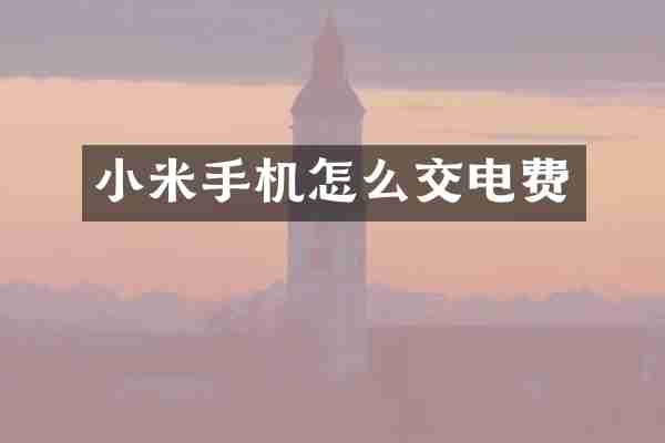小米手机怎么交电费