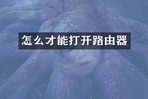 怎么才能打开路由器