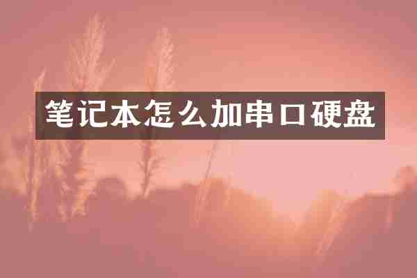 笔记本怎么加串口硬盘