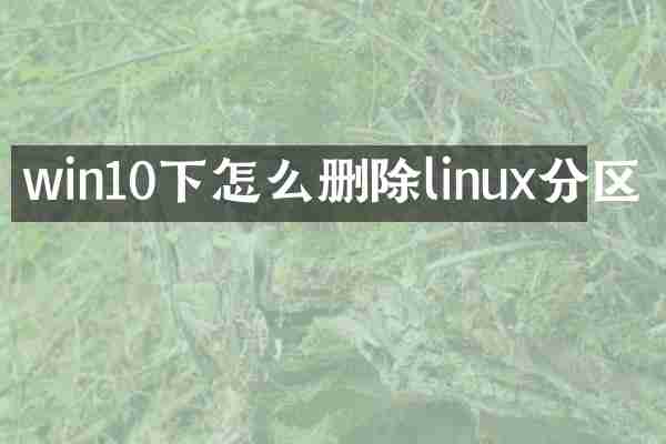 win10下怎么删除linux分区