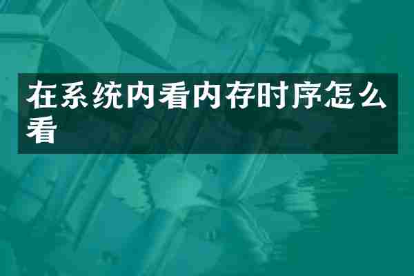 在系统内看内存时序怎么看