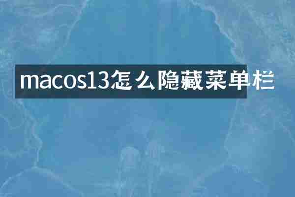 macos13怎么隐藏菜单栏