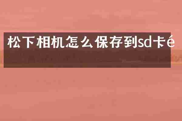 松下相机怎么保存到sd卡里