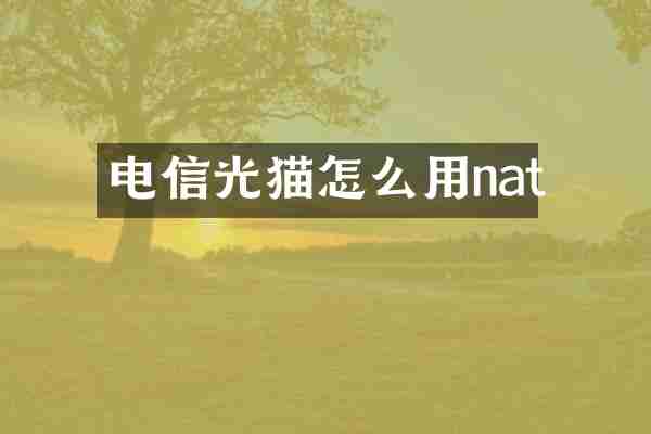 电信光猫怎么用nat