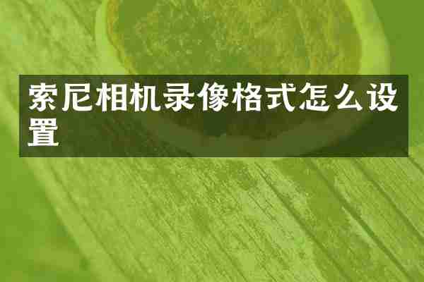 索尼相机录像格式怎么设置