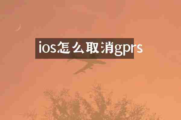 ios怎么取消gprs