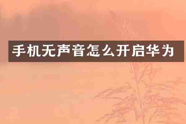 手机无声音怎么开启华为