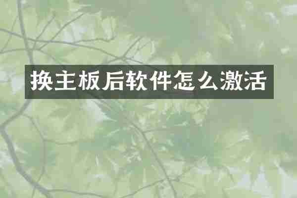 换主板后软件怎么激活