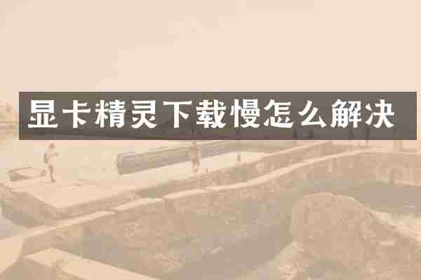 显卡精灵下载慢怎么解决