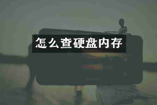 怎么查硬盘内存