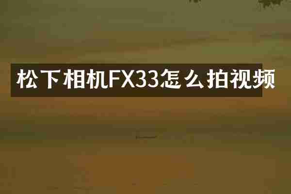 松下相机FX33怎么拍视频
