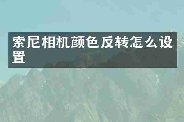 索尼相机颜色反转怎么设置