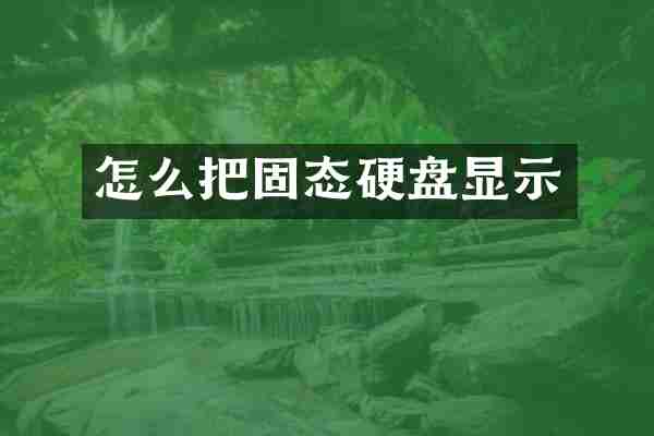 怎么把固态硬盘显示