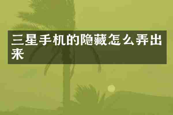 三星手机的隐藏怎么弄出来