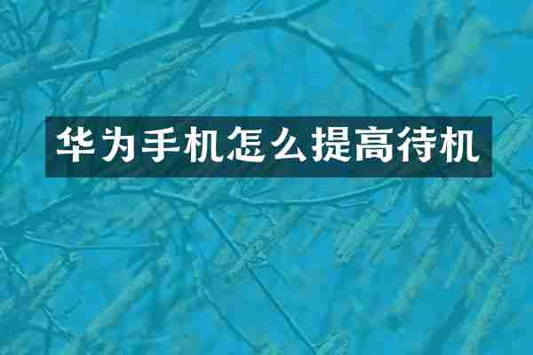 华为手机怎么提高待机