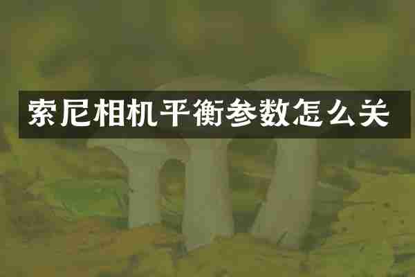索尼相机平衡参数怎么关