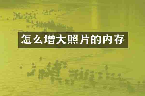 怎么增大照片的内存