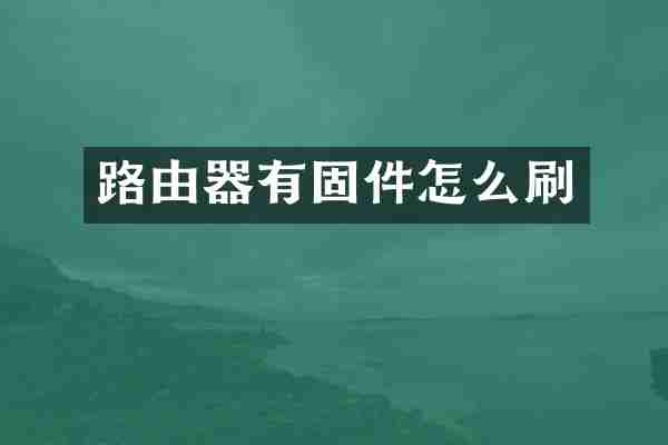 路由器有固件怎么刷
