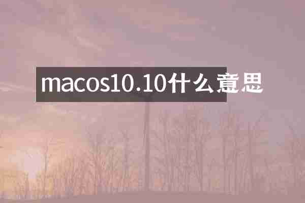 macos10.10什么意思