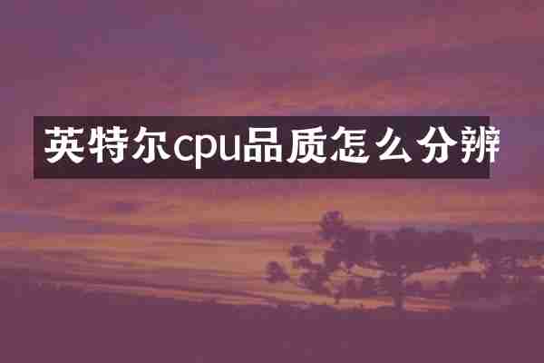 英特尔cpu品质怎么分辨