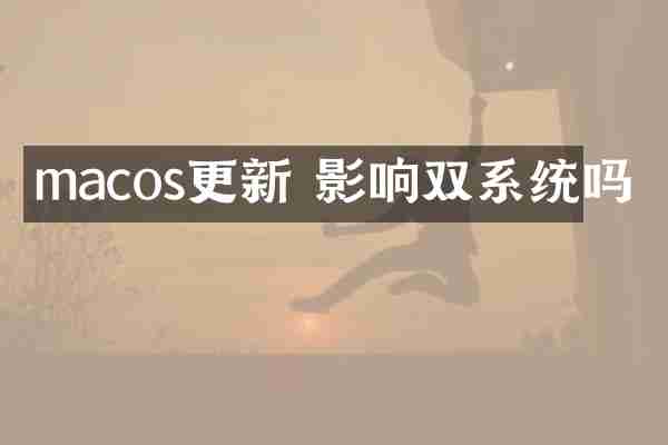 macos更新 影响双系统吗