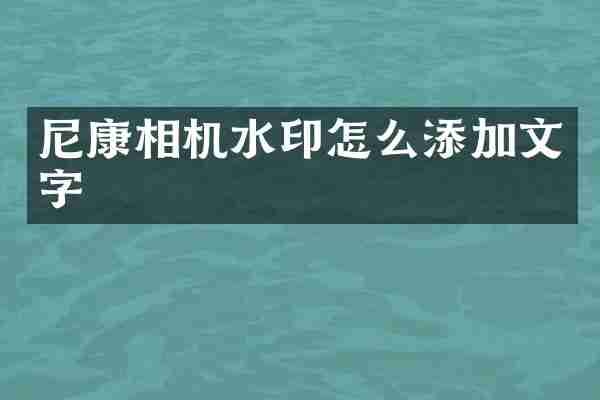 尼康相机水印怎么添加文字